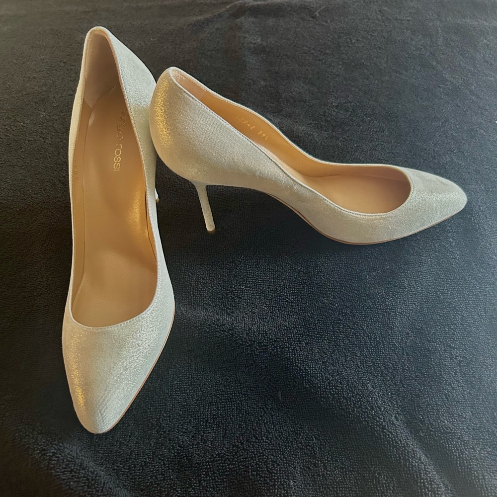 Elegant Silver Women's Heels by Sergio Rossi 9.5